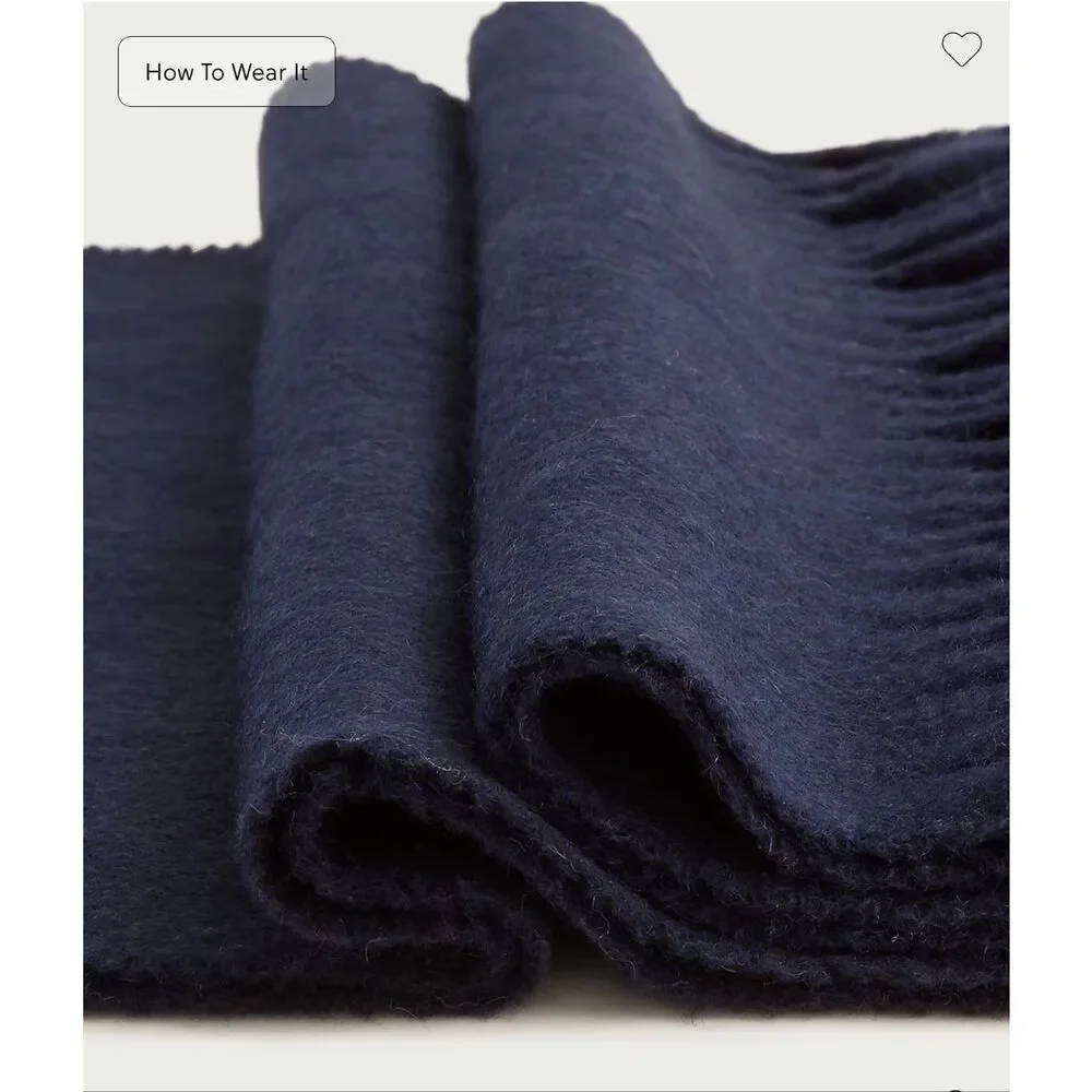 J. Crew Cashmere-blend scarf in Deep Navy NWT One Size